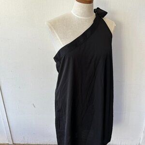 SHEIN Black One-Shoulder Bow Mini Dress